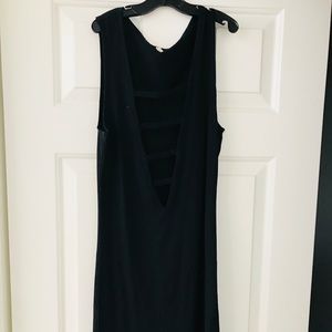 Mini black dress deep V